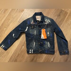 Blue Denim Jacket with Paint Splatter